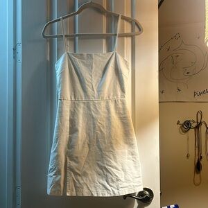 White mini dress with side slit